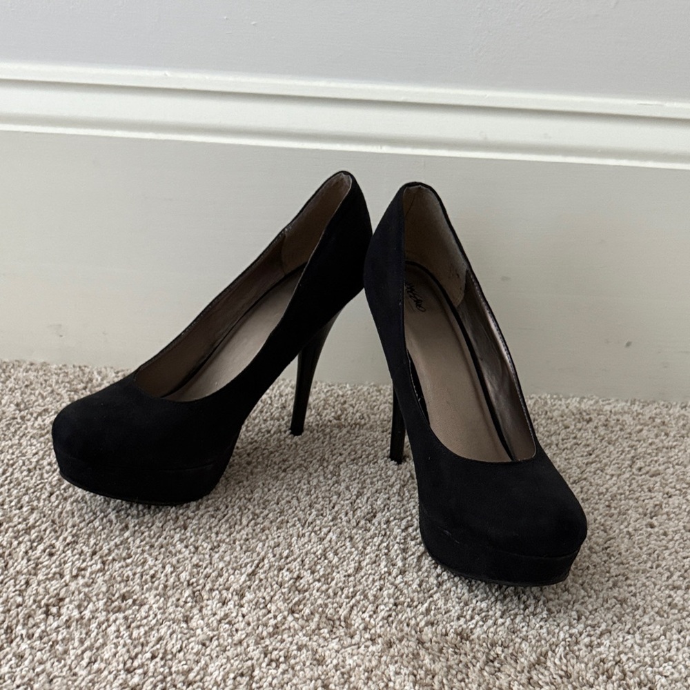 Suede Black High Heels